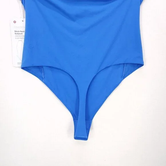 Lululemon Wundermost Ultra Soft Nulu Mock Neck Bodysuit Medium Sleeveless Blue - Picture 5 of 15